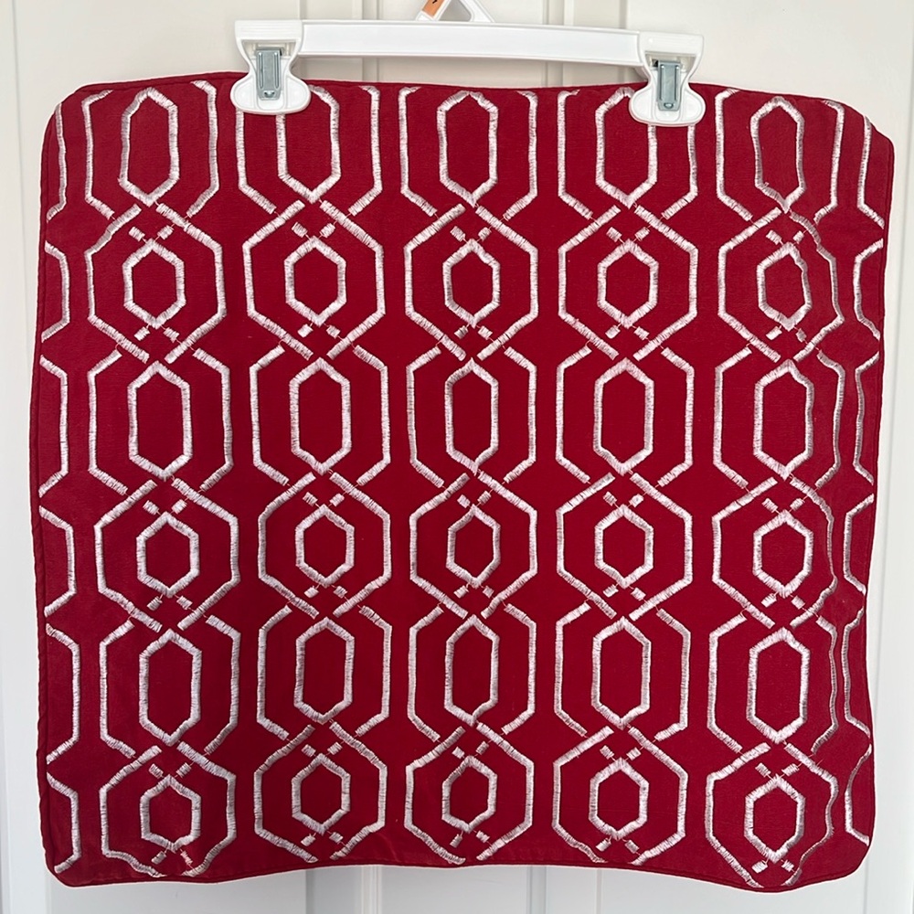 Red Pillow Cover with geometric design